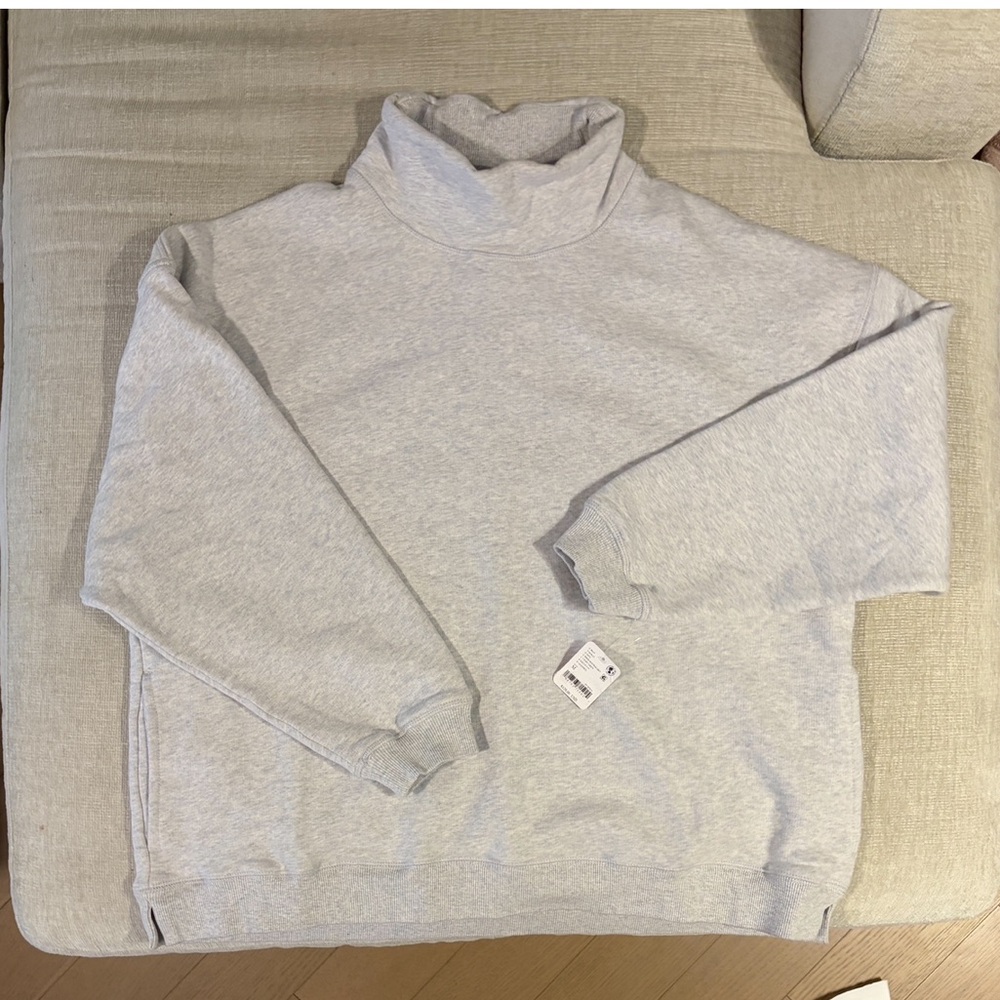 Free People Movement A Cut Above Mock Neck Pullover Sweatshirt Gray Medium NWT - Picture 5 of 9